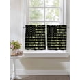 thumbnail image 3 of Half Window Curtain 36 Inches Long, Green Camouflage American Flag Window Treatment Curtain Drapes, Wooden Grain Small Tier Curtains for Bathroom Over Sink, 27.5"x36", 2 Panels, 3 of 7
