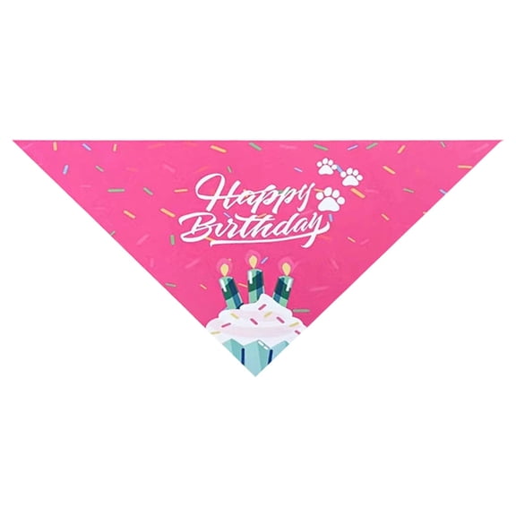Birthday Girl Dog Bandana, Adjustable Double Layer Reversible Triangle Pet Scarf for Dog Birthday Party Daily Wear(Pink,43*63cm)