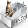 thumbnail image 1 of Caja de arena de acero inoxidable AIPERRO XXL Deep 20L para grandes felinos, 1 of 7