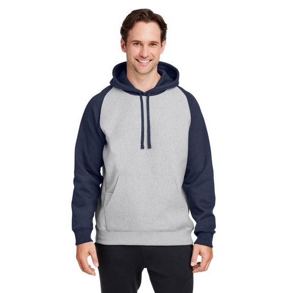 Team 365 TT96CB Unisex Zone HydroSport Heavyweight Colorblock Hooded Sweatshirt-ATH HT/ SP DK NV-2XL