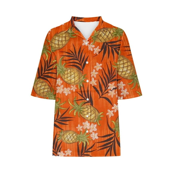 Summer Womens Tops 2024 Under 10$! Fashion Oversize Hawaiian Printed Loose Top Shirt Present for Women on Sale