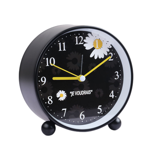 TIMPCV Analog Alarm Clock 4 Inch, Battery Powered NonTick Silent Small Desk Clock with Night