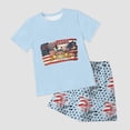 thumbnail image 4 of Gubotare Girls' Sleepwear Set Girls Ruffle Short Sleeve Button Front Top with Ruffle Short, 2-Piece Pajama Set Size 7-8 (Sky Blue,7-8 Years), 4 of 7