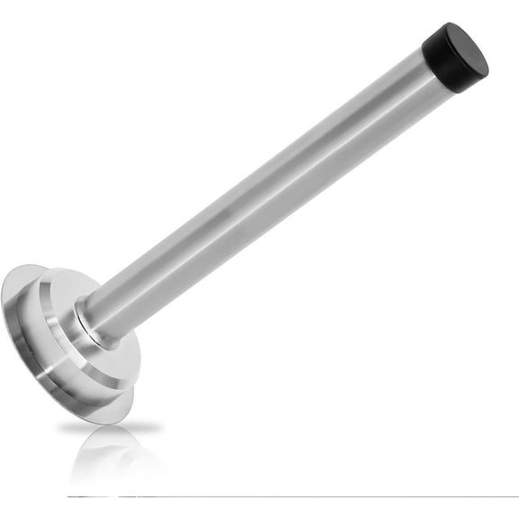 1pc 6 Inch Door Stops, Self Adhesive Long Door Stopper, Stainless Steel Sound Dampening Door Stop, Wall Mount Screw Doorstop with Rubber Bumper (Silver)