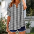 thumbnail image 4 of Zorckvet Blouses for Women Loose Fit Cotton Linen Button Down Tops Summer Short Sleeve Fashion Womens Shirts, 4 of 5