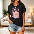 thumbnail image 5 of Dolly Shirt for Women Retro Floral Portrait Graphic Tee Country Music T Shirt Short Sleeve Crew Neck Casual Western Top, 5 of 5
