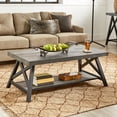 thumbnail image 6 of Weston Home Westyn Rustic X Base Wood Rectangular Coffee Table, Gray, 6 of 7
