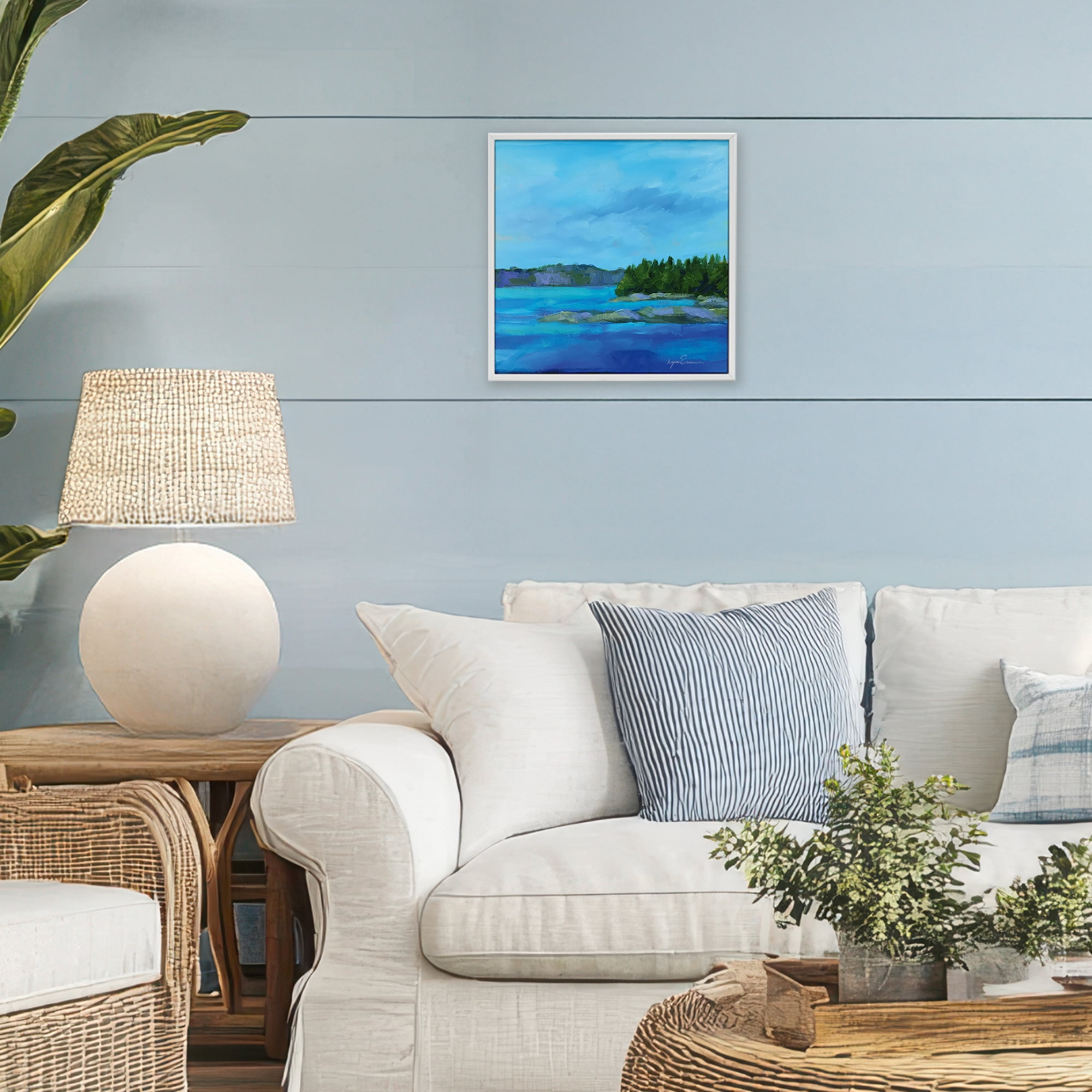 Stupell Industries Tranquil Blue Cove White Framed Giclee Art, design by Lynn Ericson Fine Art