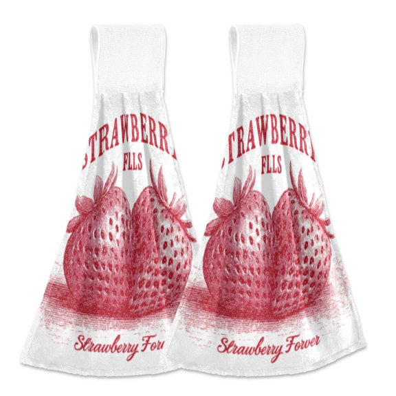BZSMCE Hanging Hand Towels Fashion Berry Love Pattern 2-Pack - Velcro Style Bathroom Kitchen Towels