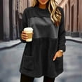 thumbnail image 4 of Ozmmyan Womens Fleece Sweatshirts solid color Loose Crew neck mid length Sweat Shirts autumn and winter casual large pocket style, 4 of 6
