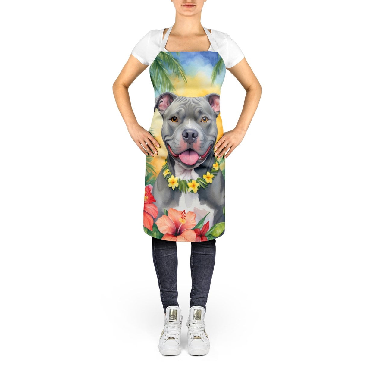 Pit Bull Terrier Luau Apron 27 in x 30 in