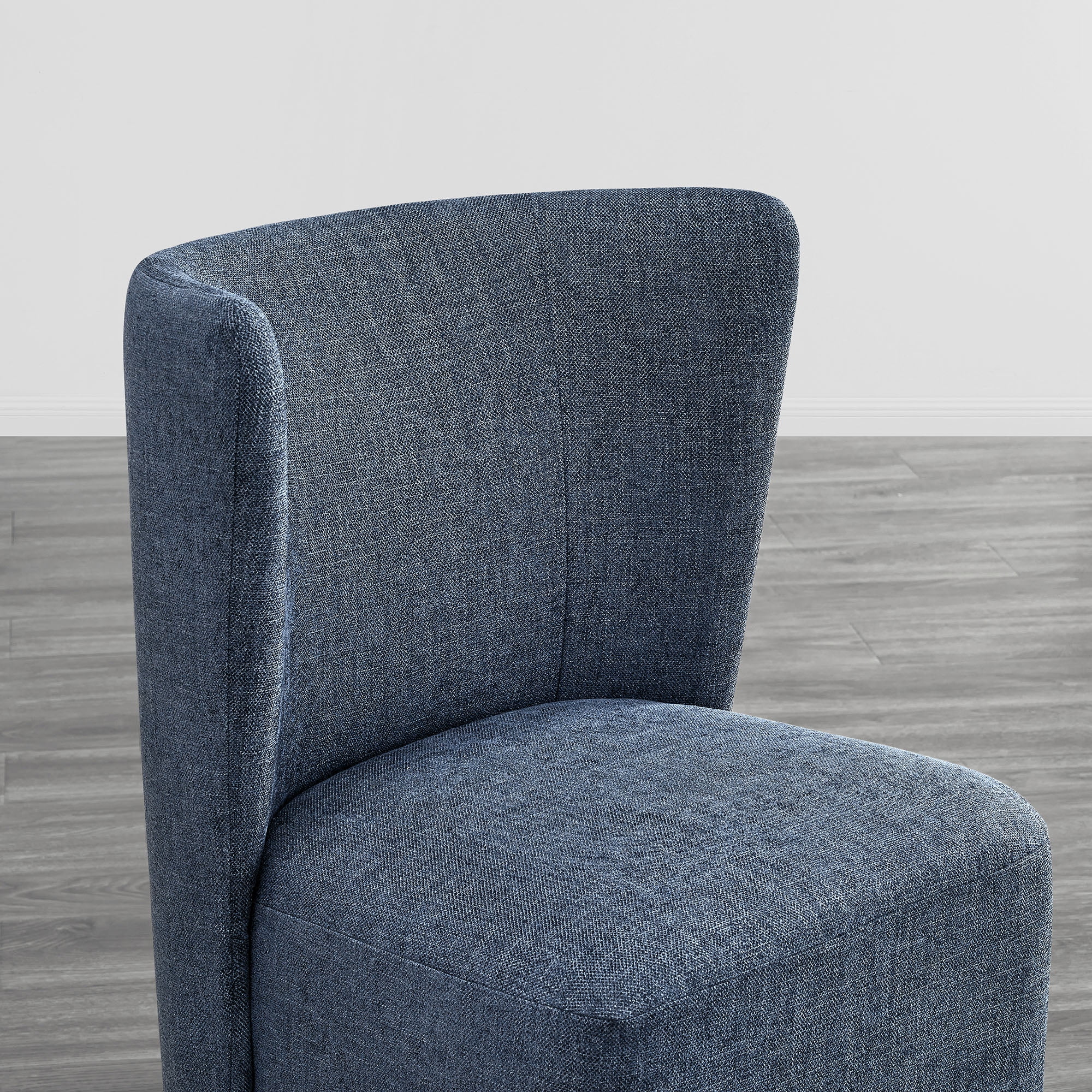 Spruce & Spring Modern Wingback Upholstered Dining Chair with Hidden Casters & Wood Base Set of 2, Blue