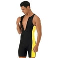 thumbnail image 2 of Doomiva Mens One Piece Wetsuit Sleeveless Front Zip Swimwear Surfing Bathing Suit Black&Yellow S, 2 of 7