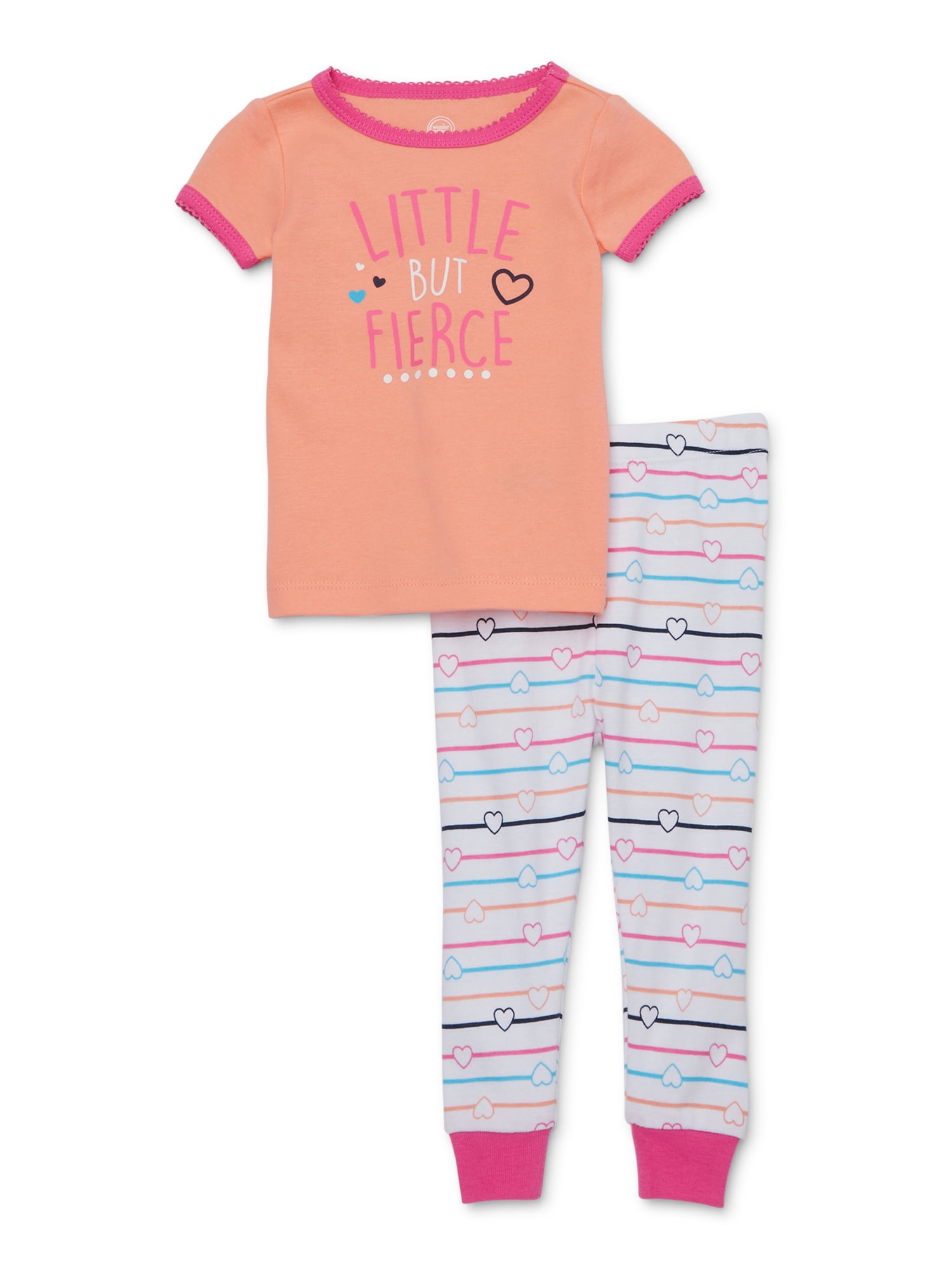 Wonder Nation Baby Girls' "Little but Fierce" Pajamas, 2 Piece Set