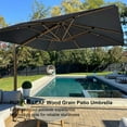 thumbnail image 4 of PURPLE LEAF 9' x 12' Rectangle Patio Cantilever Umbrella Large Hanging Umbrella Teak Finished Aluminum Frame Windproof Offset Outdoor Sun Umbrellas for Beach Pool Deck, Navy Blue, 4 of 12