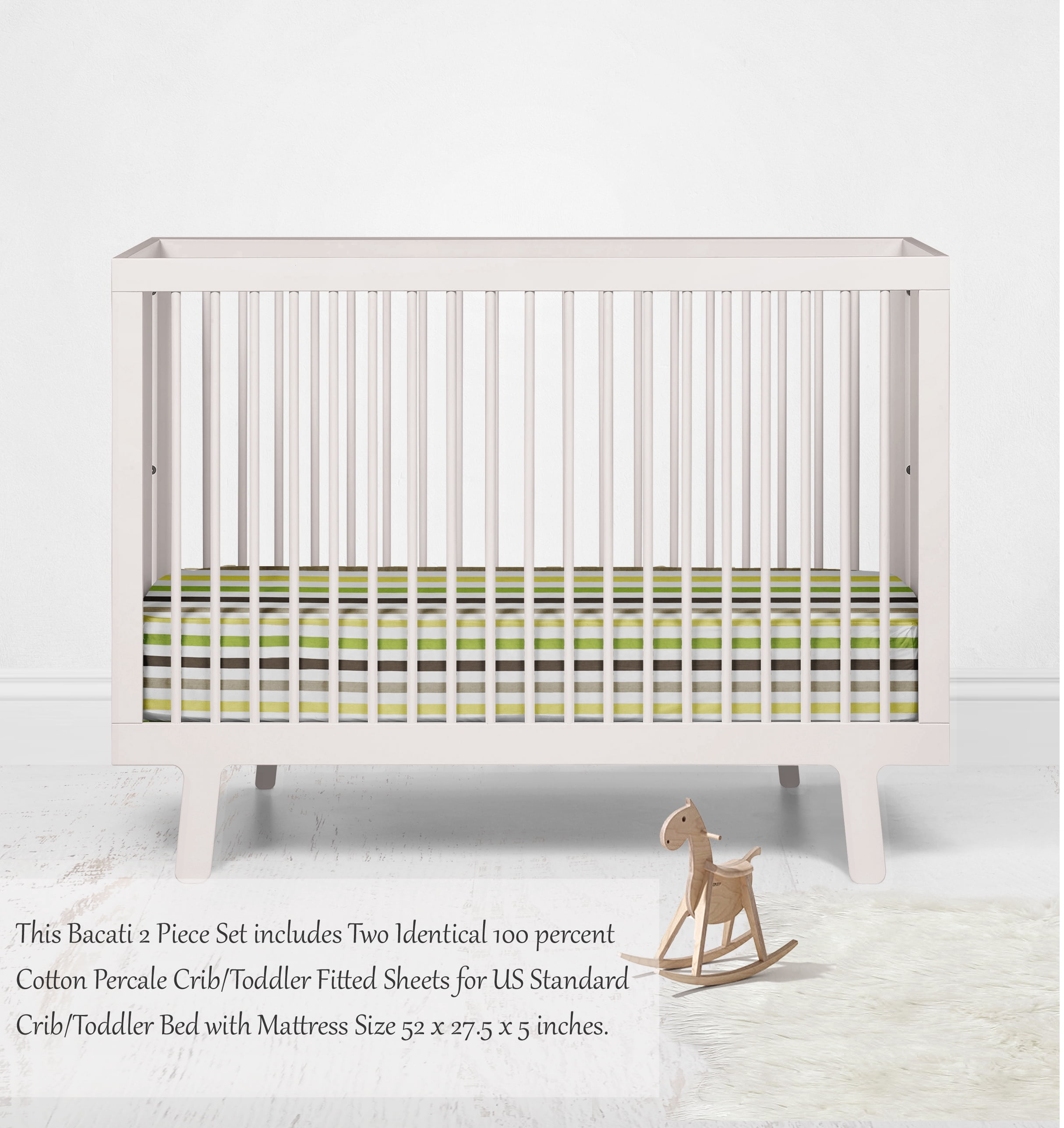 Bacati Mod Dots and Stripes Fitted Crib Sheets (Set of 2)