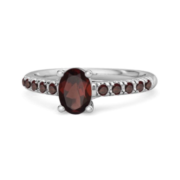 Solitaire 1.70 Ctw Oval Garnet 925 Sterling Silver Floating Halo Women's Valentines Day Gifts Ring
