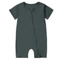 thumbnail image 2 of KyCheLot Baby Rompers Boys Girls Short Sleeve Sleepwear Playwear Zip up Cotton Romper Daily 0-24 Months, 2 of 7