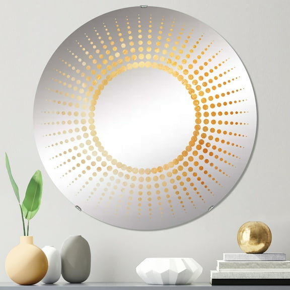 Designart "Spiral of Champagne Sunrise" Abstract Spirals Starburst Round Wall Mirror - Abstract Oval Printed Decorative Mirror - Multiple Color Options