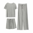 thumbnail image 2 of GZWYHT Lounge Sets for Women Womens Pajama Sets Pajamas Set The Round Neck Three Suit Loose Fashion Leisure Home Wear Loungewear Sets Woman Comfy Sets for Women Clothing Grey XL, 2 of 4