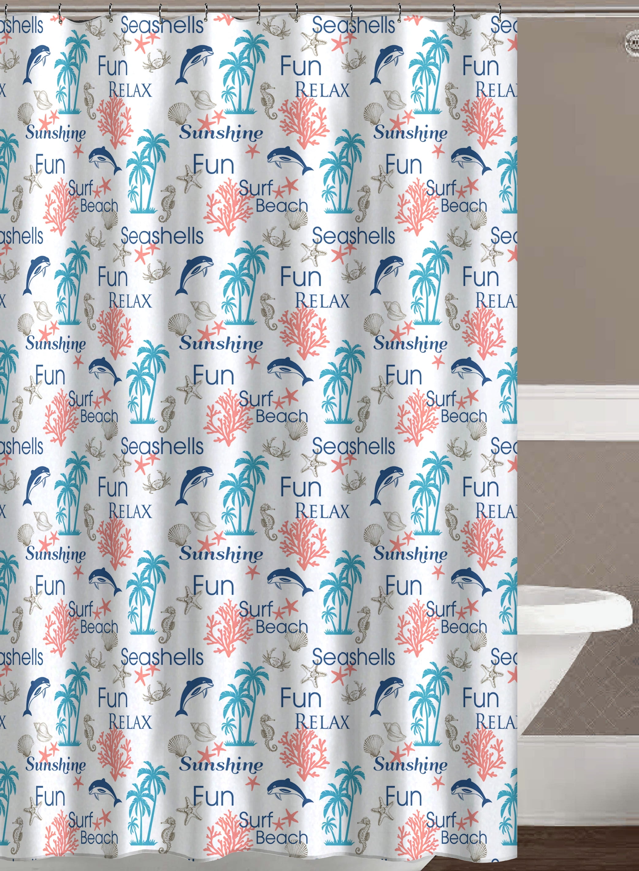 Fun Beach Ocean Theme Shower Curtain for Bathroom