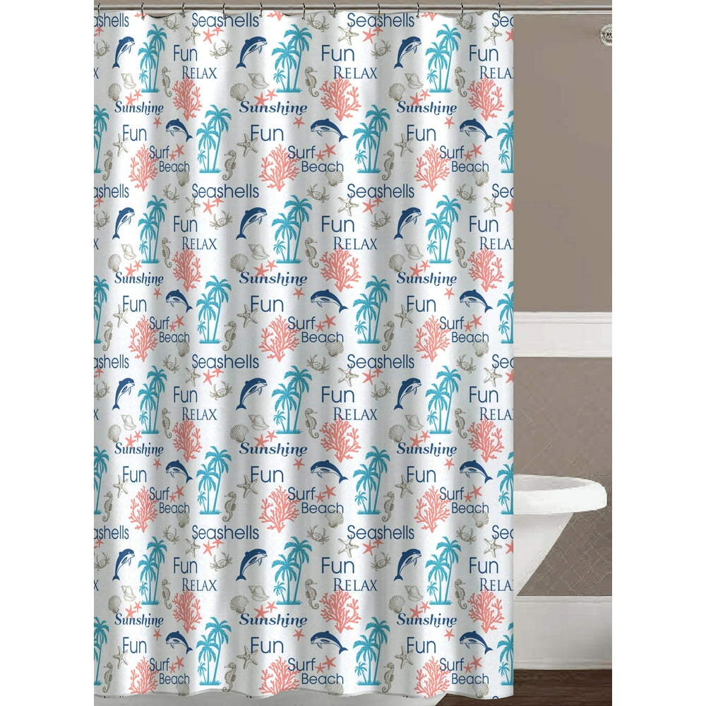 Fun Beach Ocean Theme Shower Curtain for Bathroom