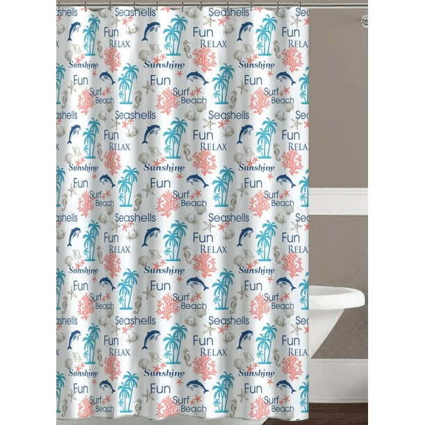 Fun Beach Ocean Theme Shower Curtain for Bathroom