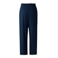 thumbnail image 5 of Siilsaa Women's Wide Leg Pants with Pockets High Waist Adjustable Knot Loose Casual Trousers Business Work Casual Pants Blue,M, 5 of 5
