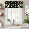 thumbnail image 2 of Black Geometric Kitchen Curtain Valances for Windows Farmhouse Short Curtains, Modern Sage Green White Striped Art Rod Pocket Valance Curtain for Bedroom Cafe Living Room 42"x18", 2 of 8