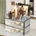 thumbnail image 2 of Makeup Organizer with Stackable Drawers Large Capacity Makeup Vanity Organizer with Compartment 3 Tier Cosmetic Storage Rack  Pattern Makeup Case Organizer for Dresser Bathrooms, 2 of 7
