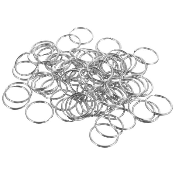 LEORX 100pcs Round Key Chain Stainless Steel Silver Keyring Chains for Men and Women Craft Projects
