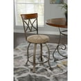 thumbnail image 2 of Linon Hamilton Metal Swivel Counter Stool Padded Beige Seat in Matte Pewter, 2 of 8