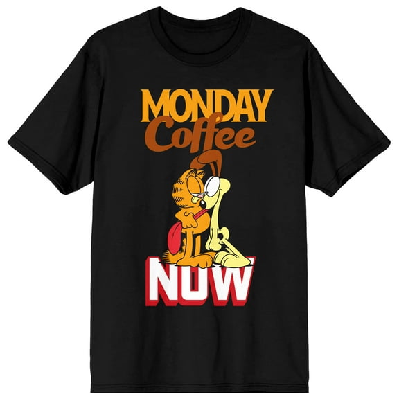 Garfield Monday Coffee Now Women's Black Short Sleeve Crew Neck Tee-XL