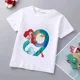 thumbnail image 3 of Camiseta de algodón con estampado de princesa sirena de Disney para niñas, ropa para bebés de princesa Ariel, top de dibujos animados para niños de 1 a 9 años, cumpleaños para niños, 3 of 5