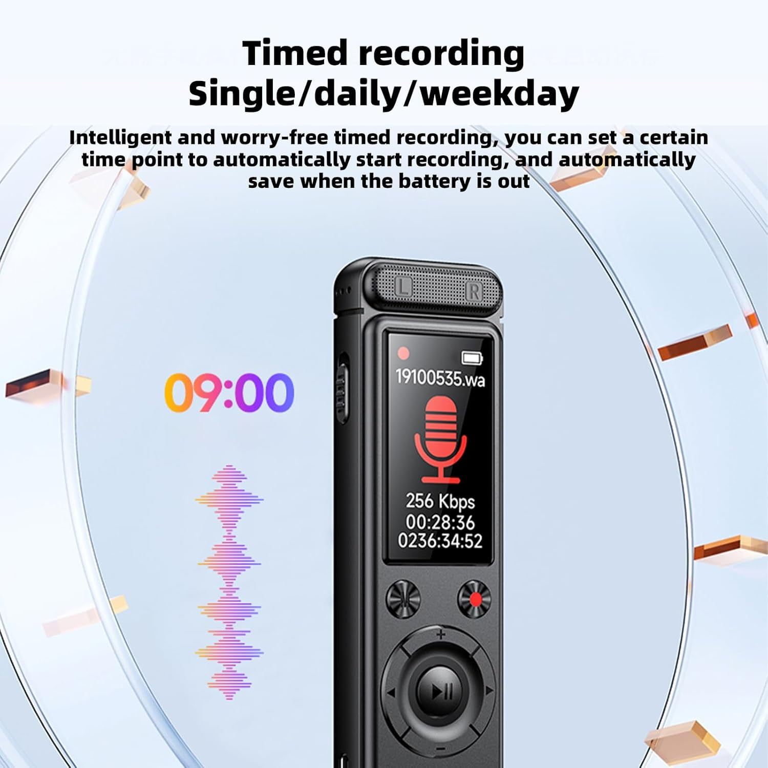 32GB Digital Voice Recorder, Voice Activated Recording Device with MP3 Player, Noise Reduction, Password, Scheduled recording,Auto Save Function for Meeting Concert Lecture Interview