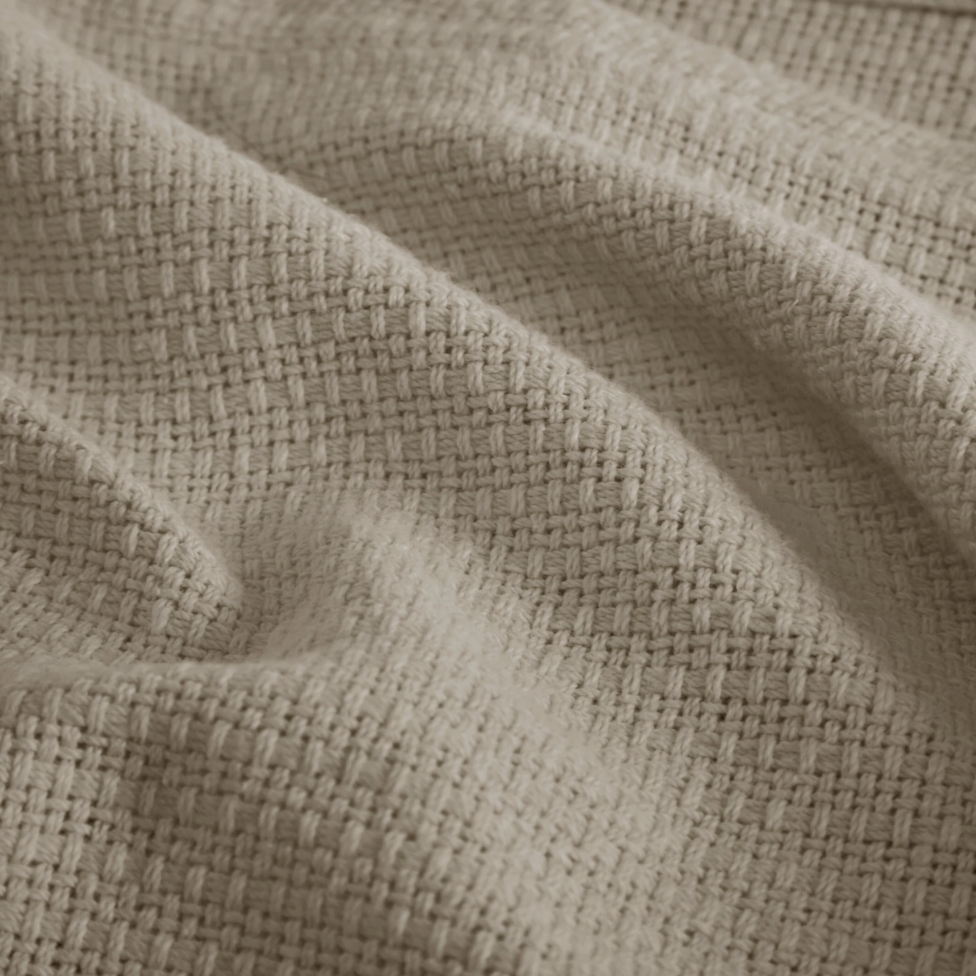 Home Essence Knit Freshspun Basketweave Cotton Blanket, 108x90, King, Khaki