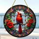 thumbnail image 3 of Atrapasueños de acrílico teñido de cardenal, atrapasol de pájaro rojo, adorno colgante de pared de acrílico de cardenal, panel de vidrio pintado a mano, decoración, regalo de cumpleaños de Navidad, 3 of 7