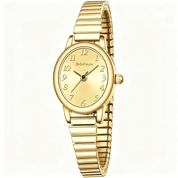 DESIGNICE Small Gold Watches for Women Easy Read Ladies Quartz Wrist Watch with Stainless Steel Expansion Band,Waterproof