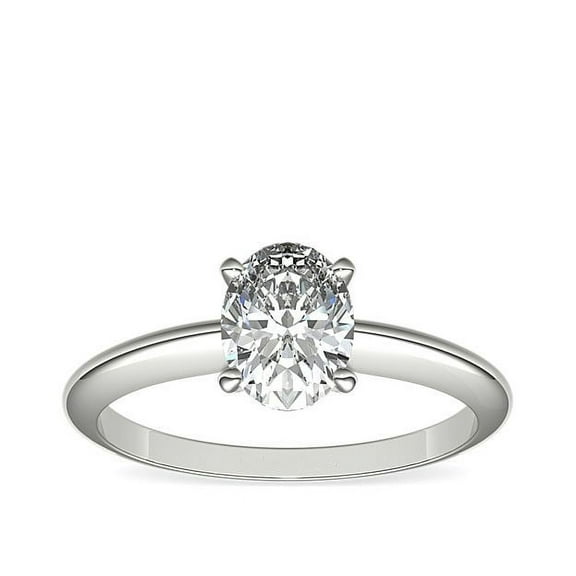 1.00 Ct Brilliant Oval Cut Genuine Diamond Stunning Solitaire Wedding Ring for Bride Solid 14K White Gold Size 7