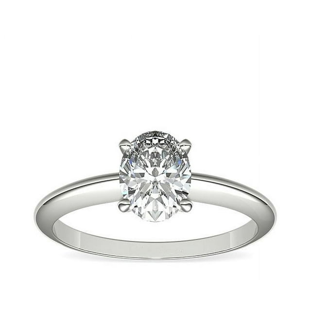 1.00 Carat Excellent Oval Shape Genuine Diamond Latest Design Solitaire Engagement Ring for Ladies Solid 18K White Gold Size 7.5