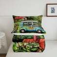 thumbnail image 5 of Camping RV Comforter Set Queen Size,Peace Sign Bus Bedding Set 3Pcs,Rustic Farmhouse Quilt Set Teens Woman Men Room Decor,Watercolor Flower Hen Pattern Duvet Insert,2 Pillowcases, 5 of 7