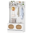 thumbnail image 1 of Costway 4-In-1 Hall Tree Entryway Bench with Coat Rack & Flip Drawers 6 Dual-Hook Hangers White, 1 of 10