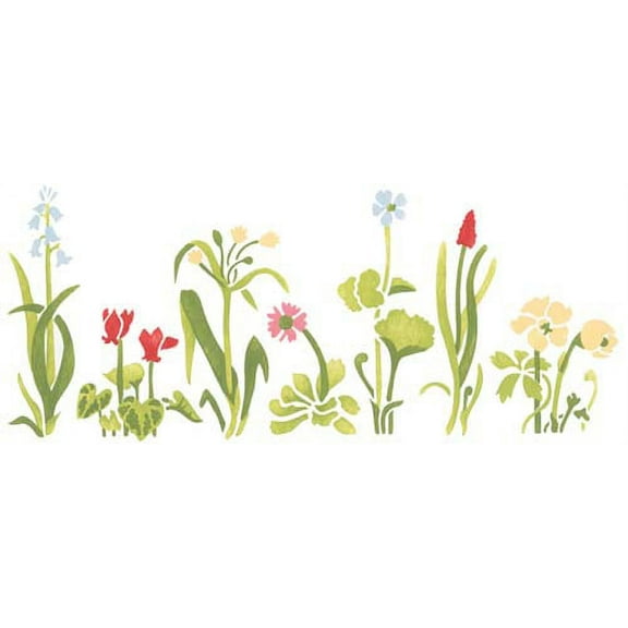 Row of Flowers Wall Stencil SKU #2177 by Designer Stencils