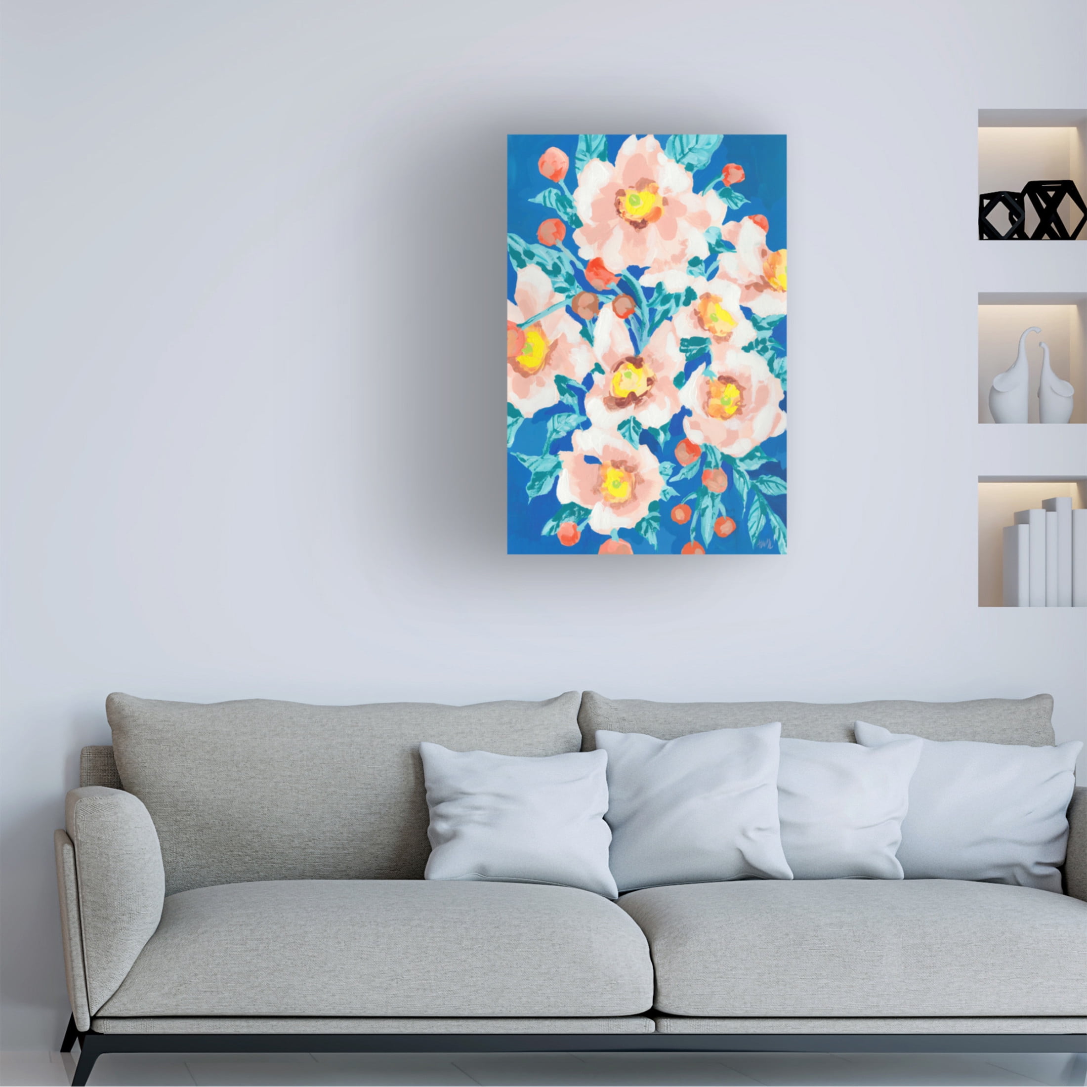 Trademark Fine Art Ania Zwara  Cobalt Blue With Anemones Canvas Wall Art