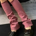 thumbnail image 6 of GROFRY 1 Pair Leg Warmers Flared Knee High Knitted Lolita Stretchy Keep Warm Solid Color Autumn Winter Women Boot Stockings for Daily, 6 of 7