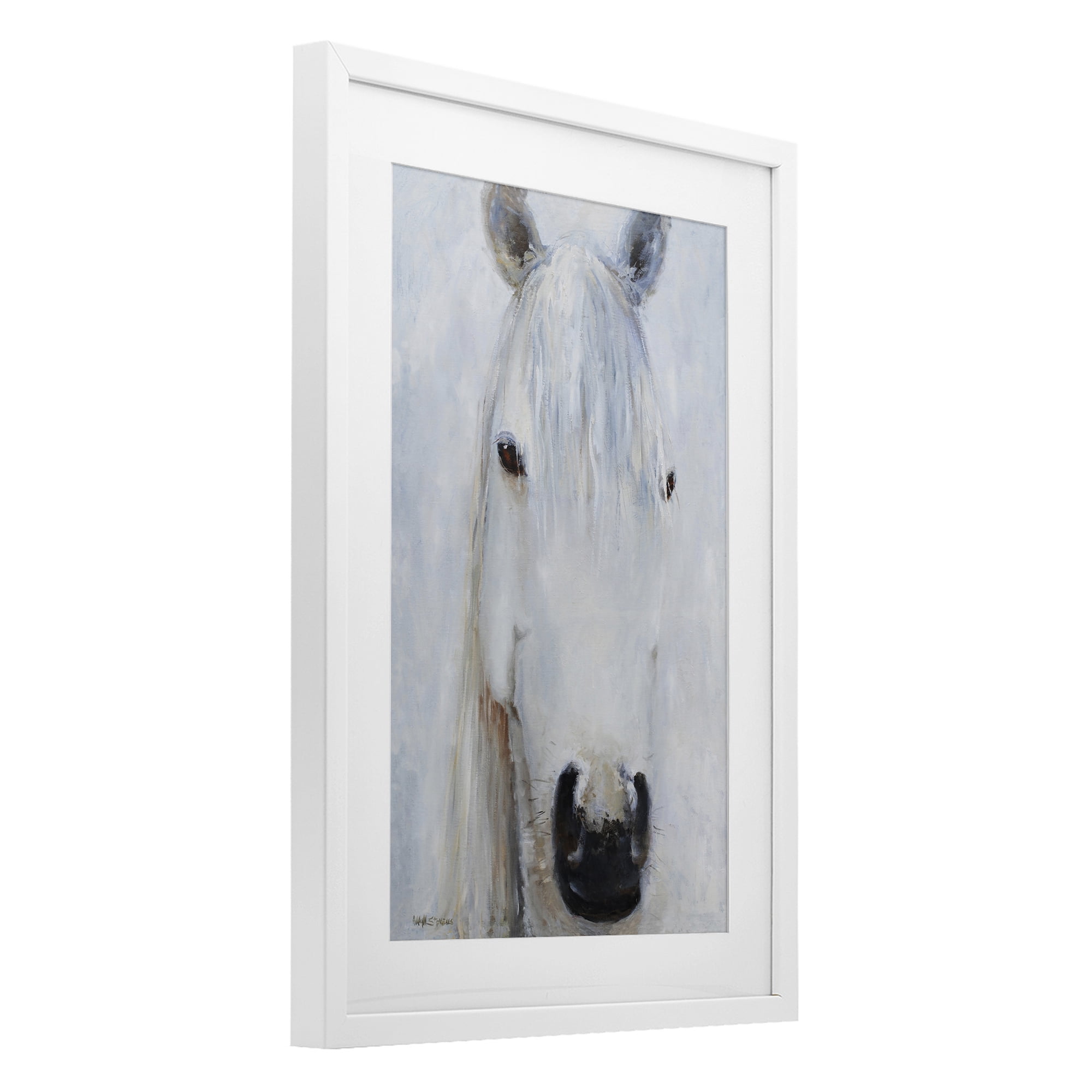 Stupell Industries Pure White Horse Portrait White Framed Print Under Glass, design by Jadei Graphics