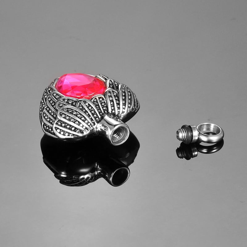 Anavia Cremation Urn Pendant Memorial Jewelry Angel Birthstone Heart Ashes Container with Free Funnel Kit and Velvet Jewelry Box