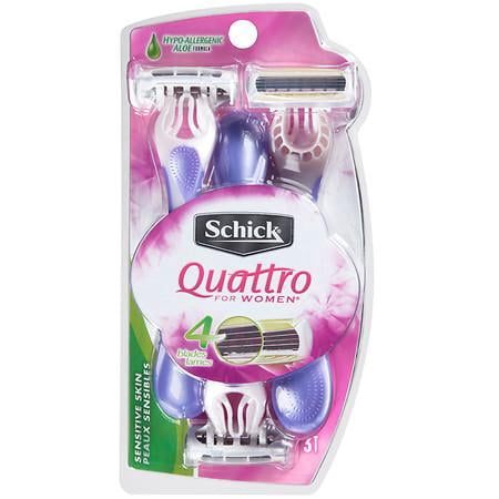 Schick Quattro For Women Sensitive Skin Hypo-Allergenic Aloe Disposable Razors 3.0 ea(pack of