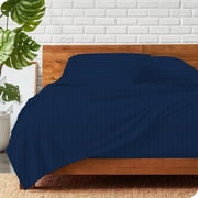 Luxury Hotel Bed Sheets and Pillowcase Set 1000 Thread Count 100% Cotton, 15 Inch Deep Pocket Premium Hotel Quality Smooth & Soft Bedding Sheet Set, King Size - Navy Blue Stripe