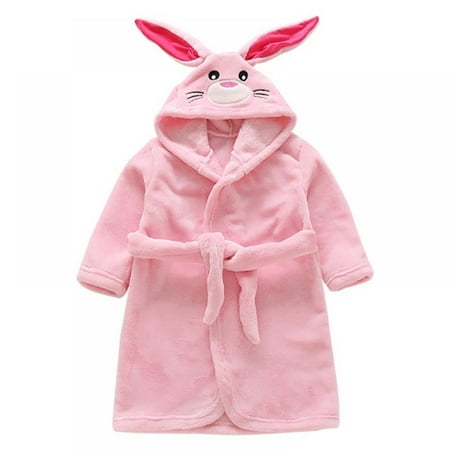 

Boys Girls Fleece Bathrobe Hooded Toddler Soft Fuzzy Robe for Kids